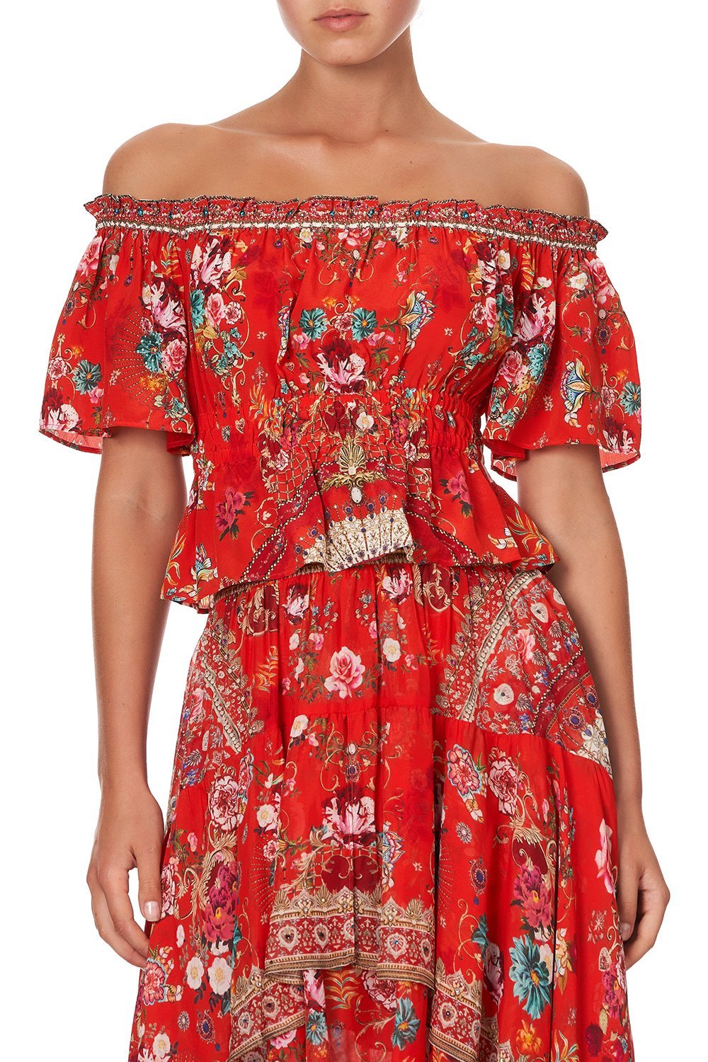 OFF SHOULDER GATHERED TOP CAMEOS CAN CAN