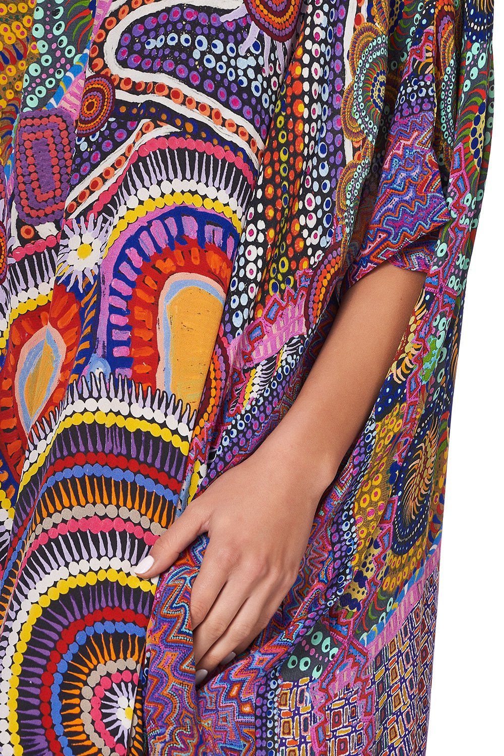 OFF SHOULDER KAFTAN WITH SPLIT WARLU DREAMING