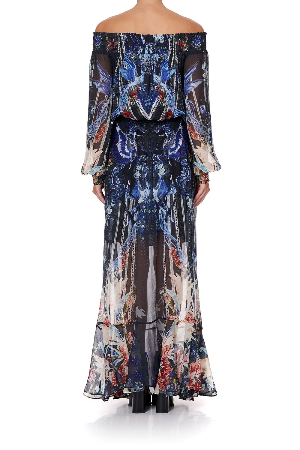 OFF SHOULDER SHIRRED DRESS MARE MYSTIQUE