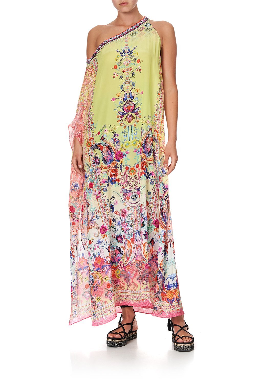 ONE SHOULDER KAFTAN WITH NECKBAND PEACE MOVEMENT