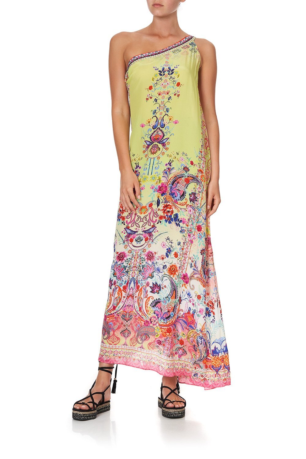 ONE SHOULDER KAFTAN WITH NECKBAND PEACE MOVEMENT