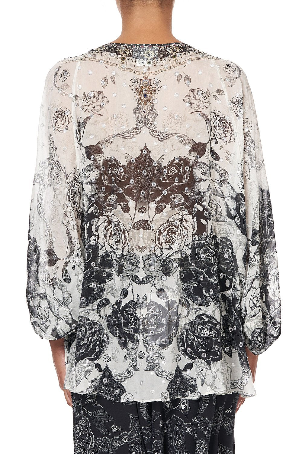 RAGLAN SLEEVE BLOUSE WITH CUFF MIDNIGHT PEARL