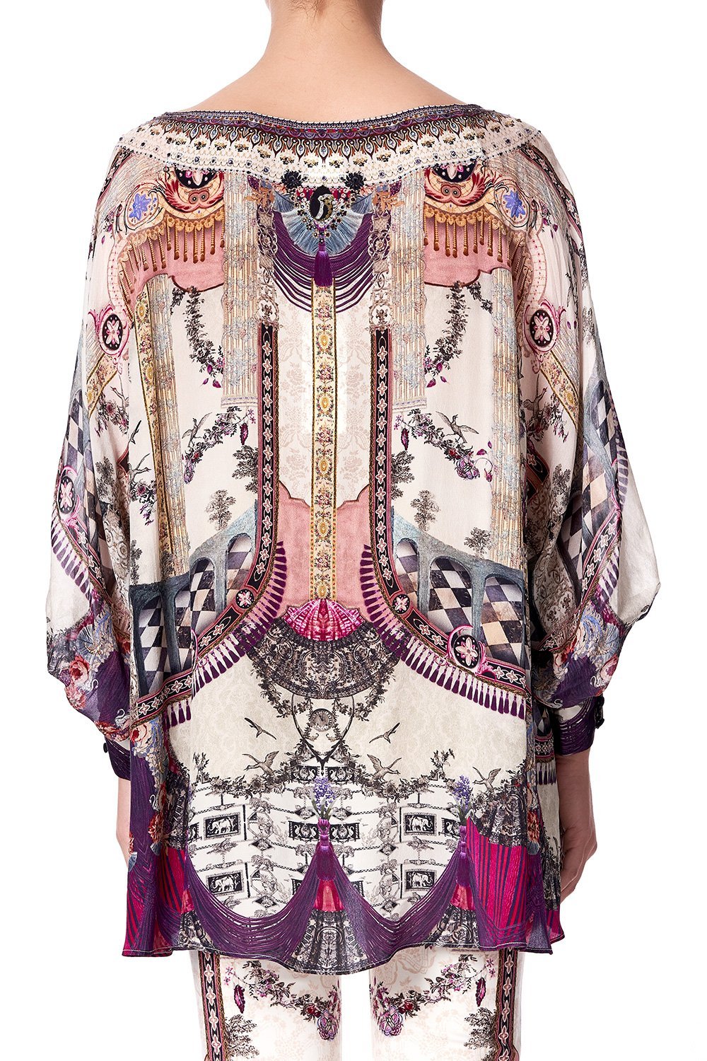 RAGLAN SLEEVE BUTTON UP TOP VIOLET CITY