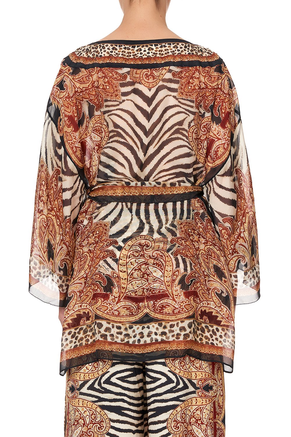 ROUND NECK TOP WITH BELT WILD FIRE