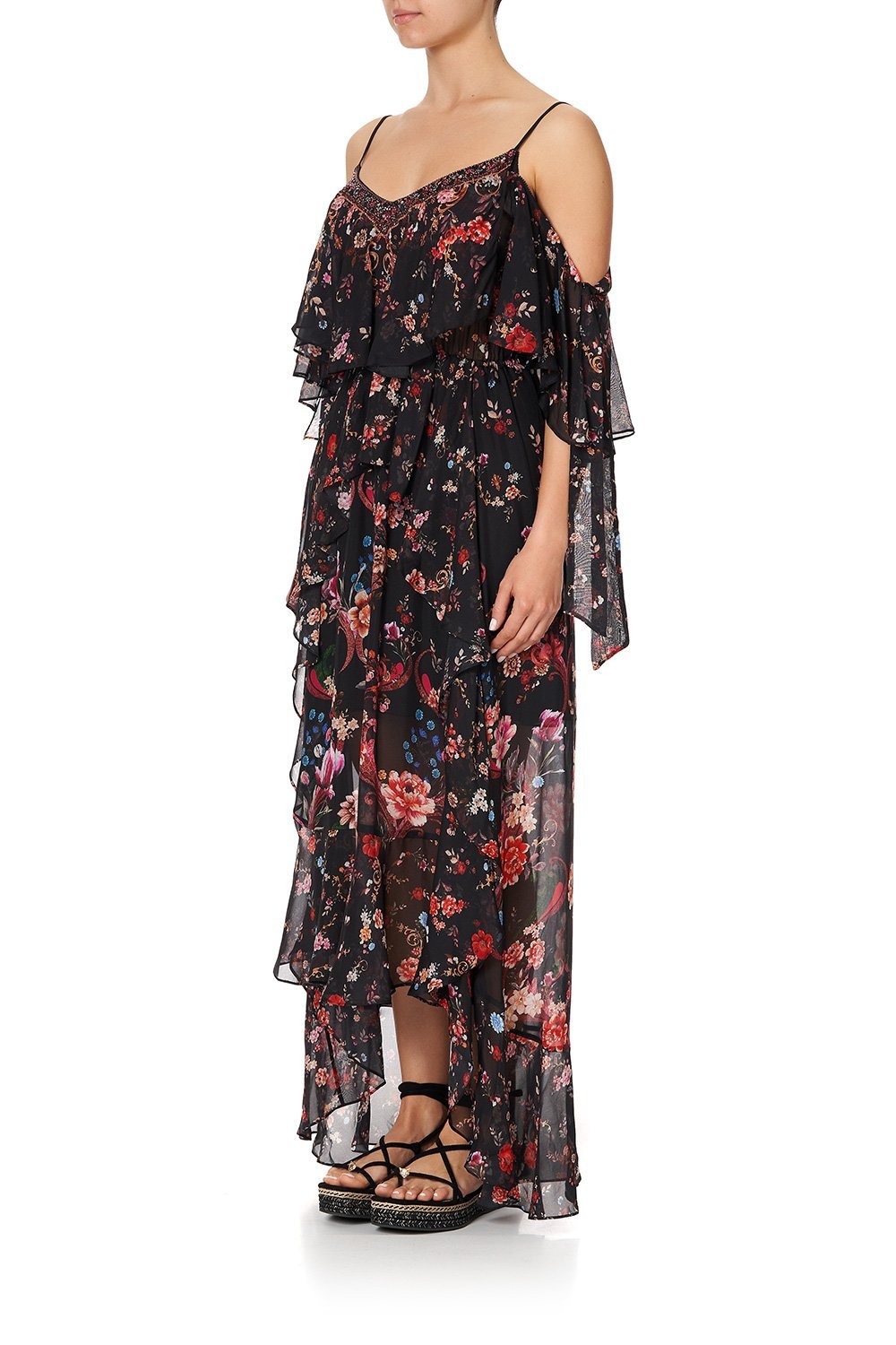 RUFFLE DRESS WITH TIE SLEEVE A GIRL LIKE YOU