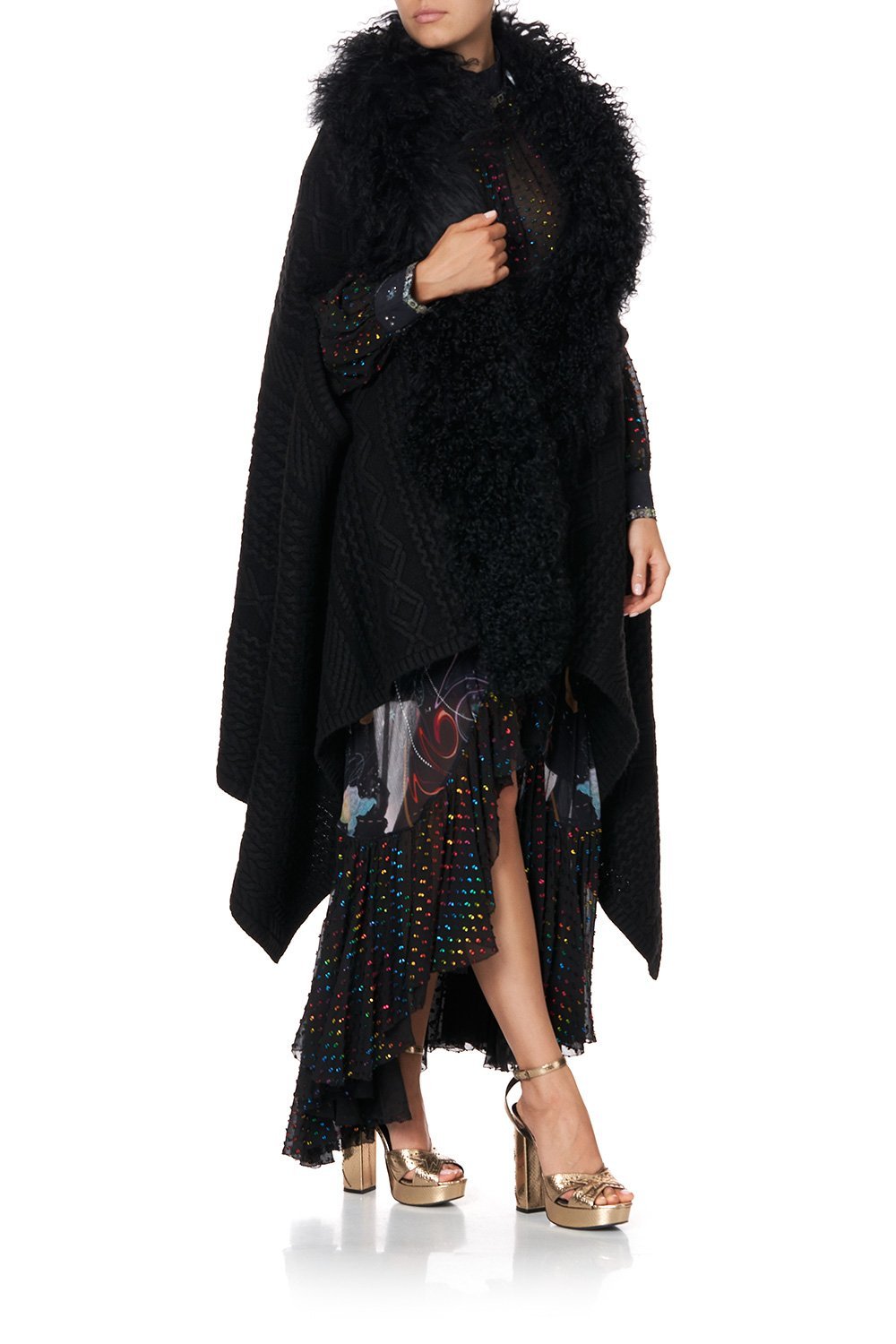 SHEARLING CAPE MIDNIGHT MOON HOUSE
