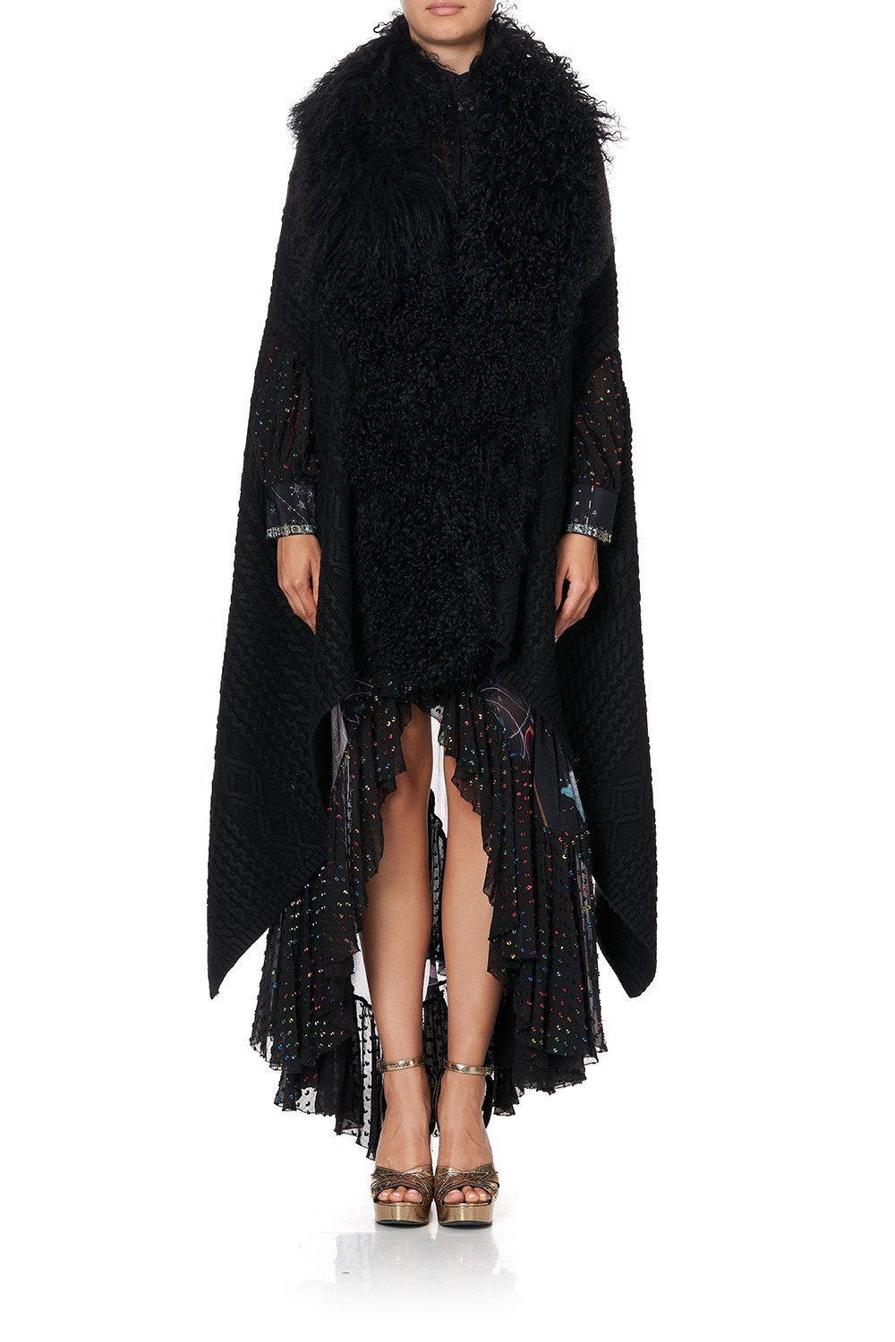 SHEARLING CAPE MIDNIGHT MOON HOUSE