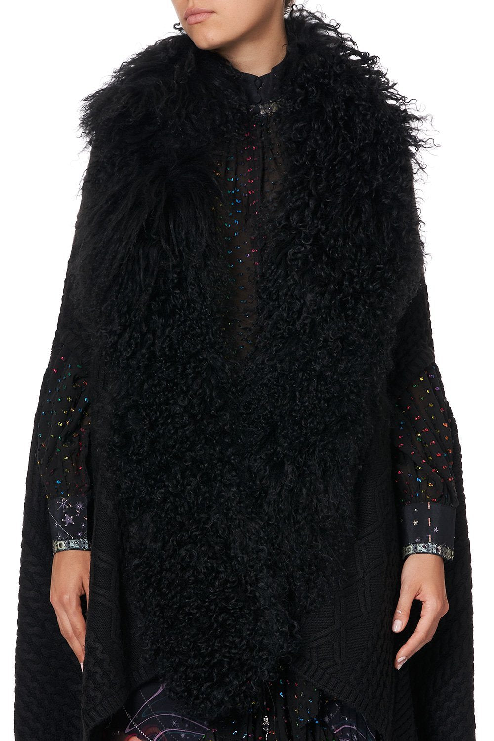 SHEARLING CAPE MIDNIGHT MOON HOUSE