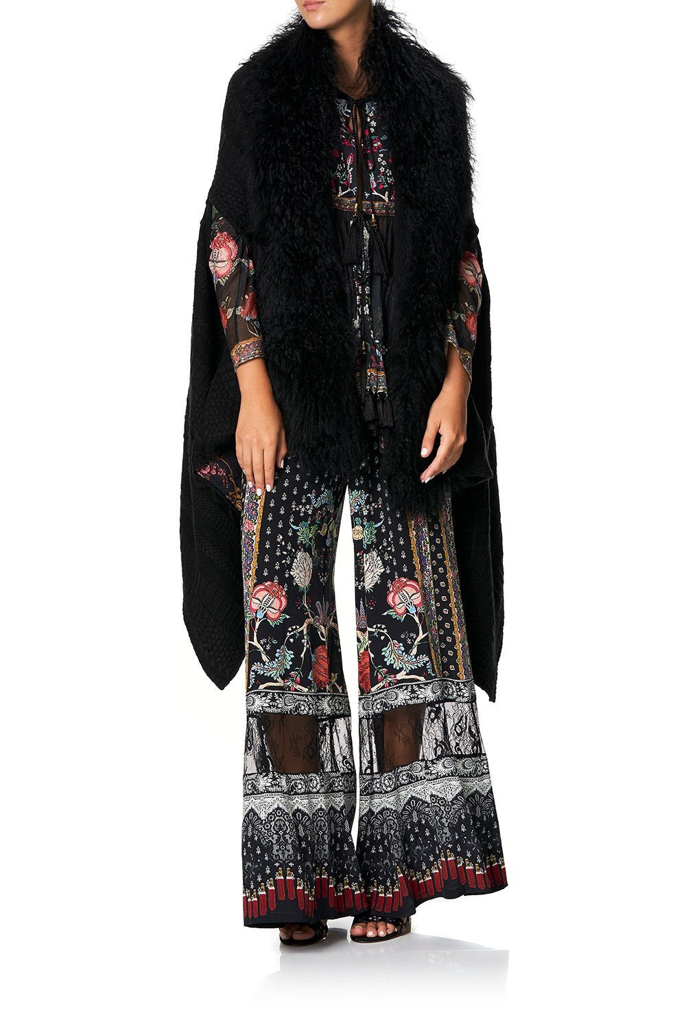 CAMILLA SHEARLING CAPE WITH LINING HAUTE PROVINCIAL