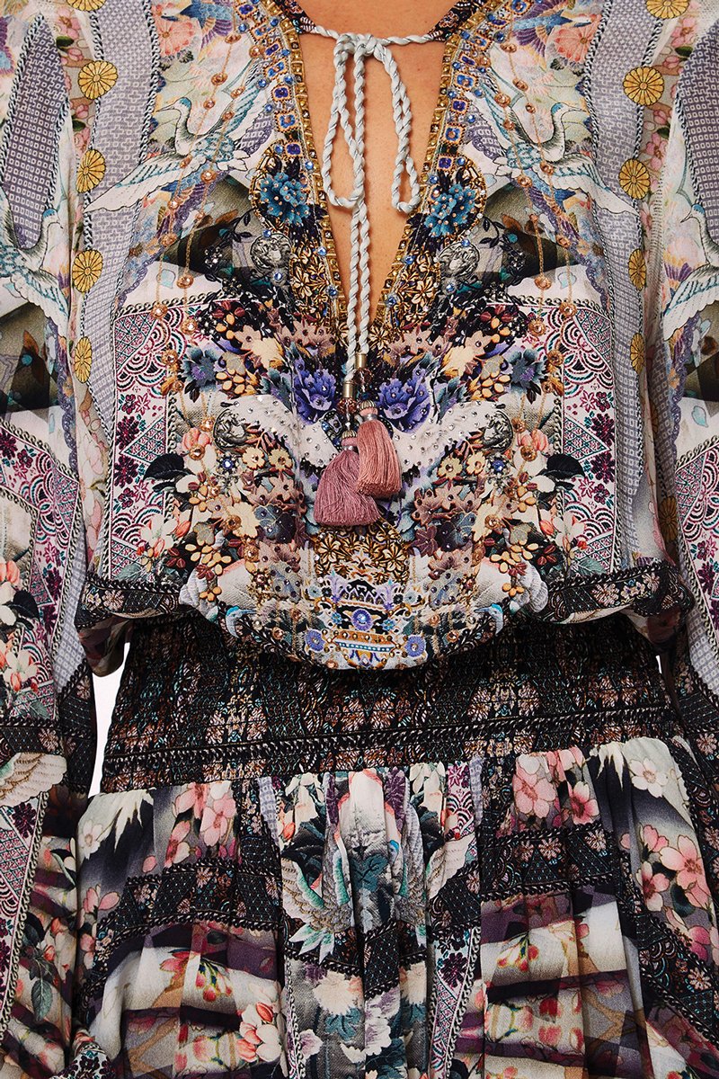 CAMILLA IN HER SHOES SHIRRED RELAXED SHORT DRESS