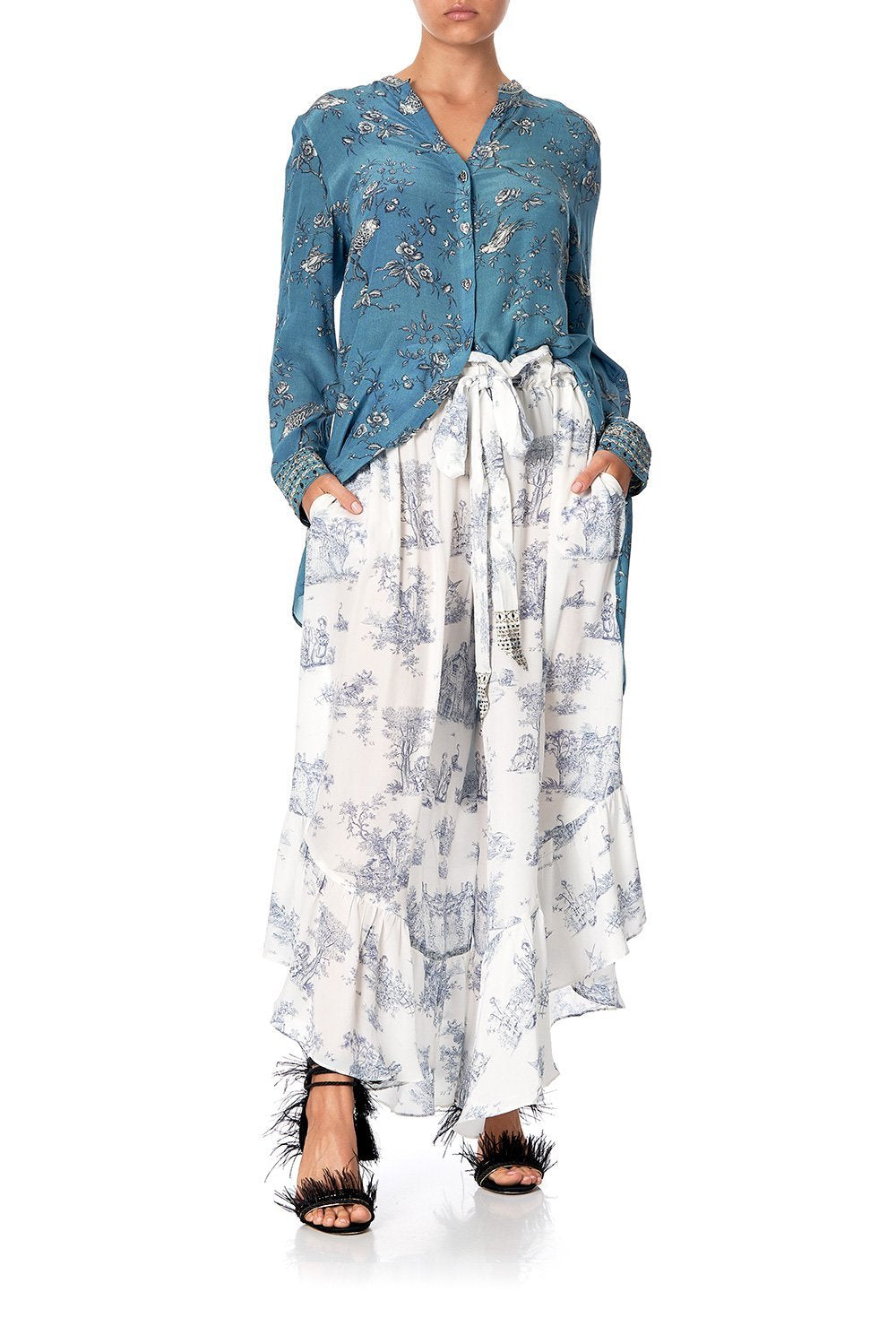 RUFFLE HEM PANTS WITH TIE SOUTHERN BELLE