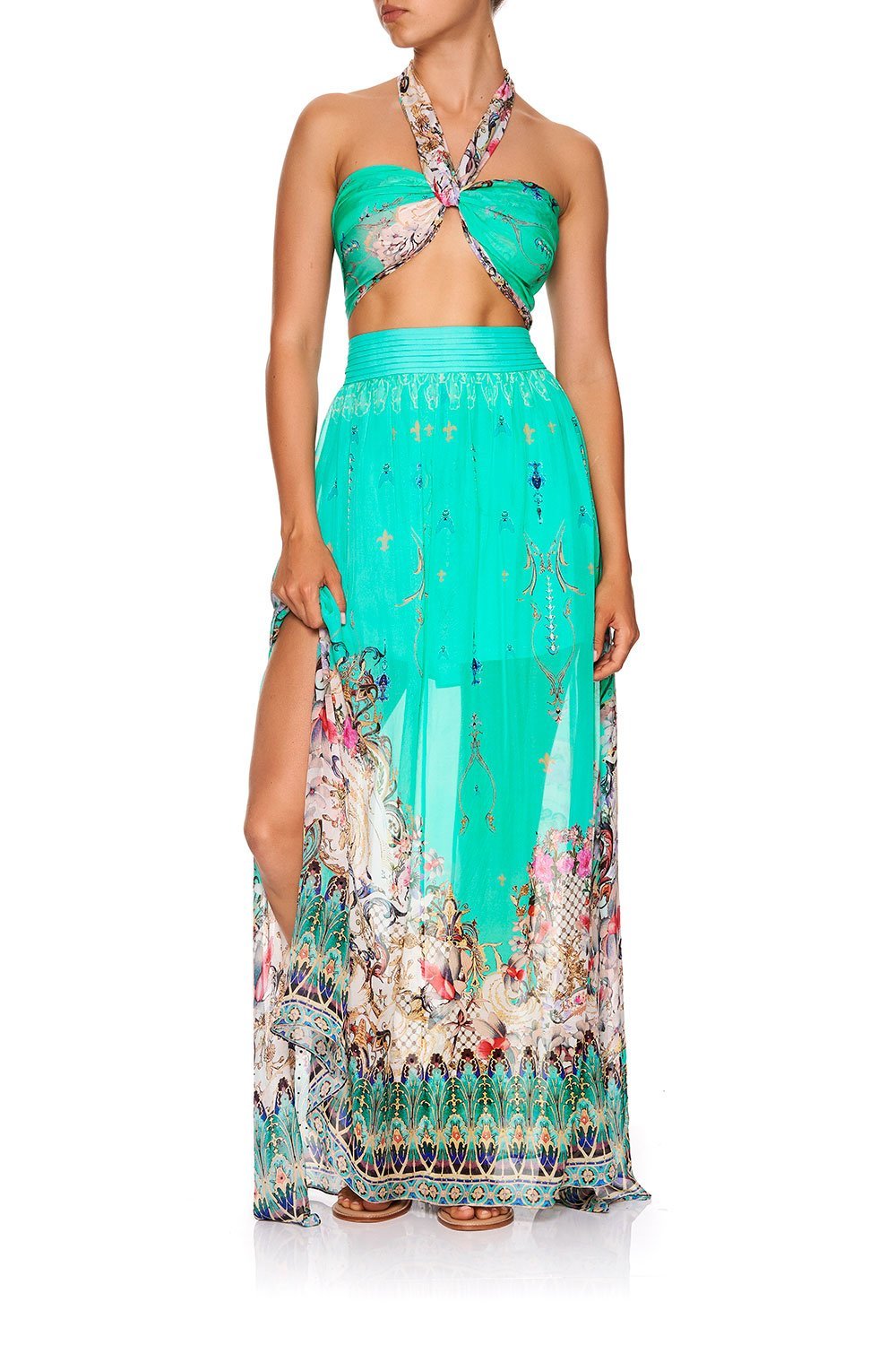 SKIRT WITH PINTUCK WITH BAND FLORAISON