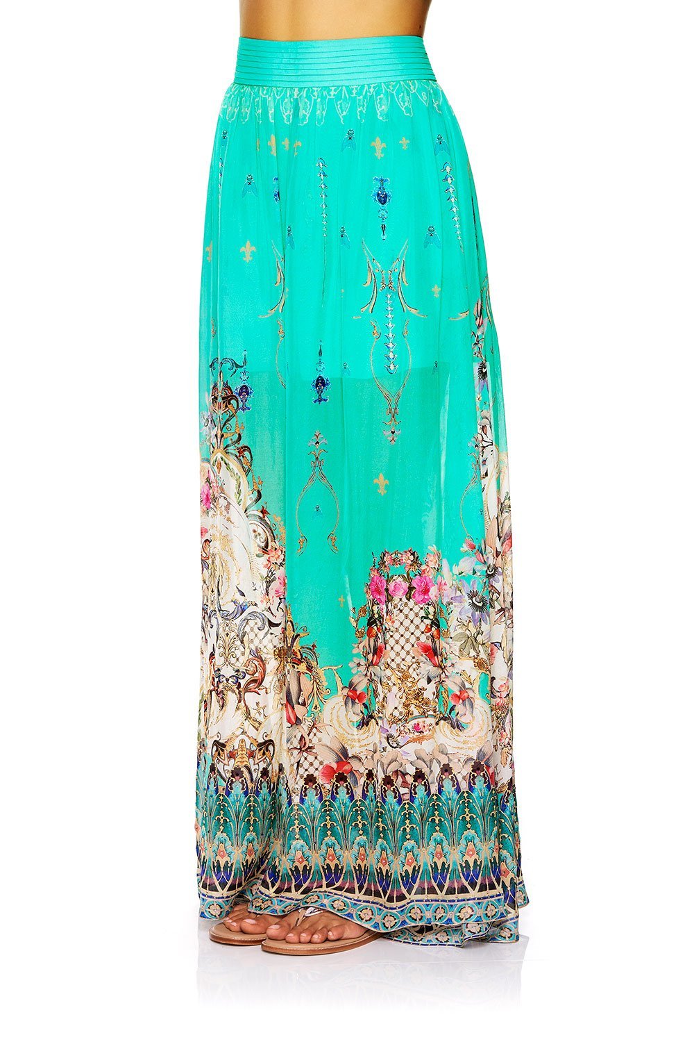 SKIRT WITH PINTUCK WITH BAND FLORAISON