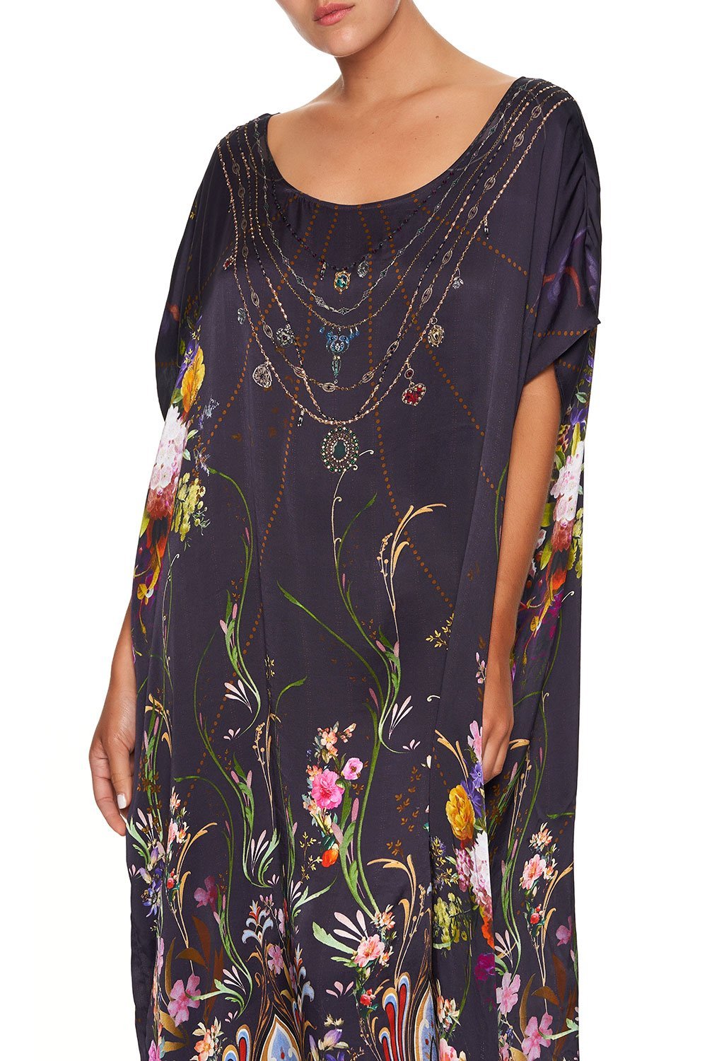 CAMILLA SLIM LINE ROUND NECK KAFTAN WILD FLOWER