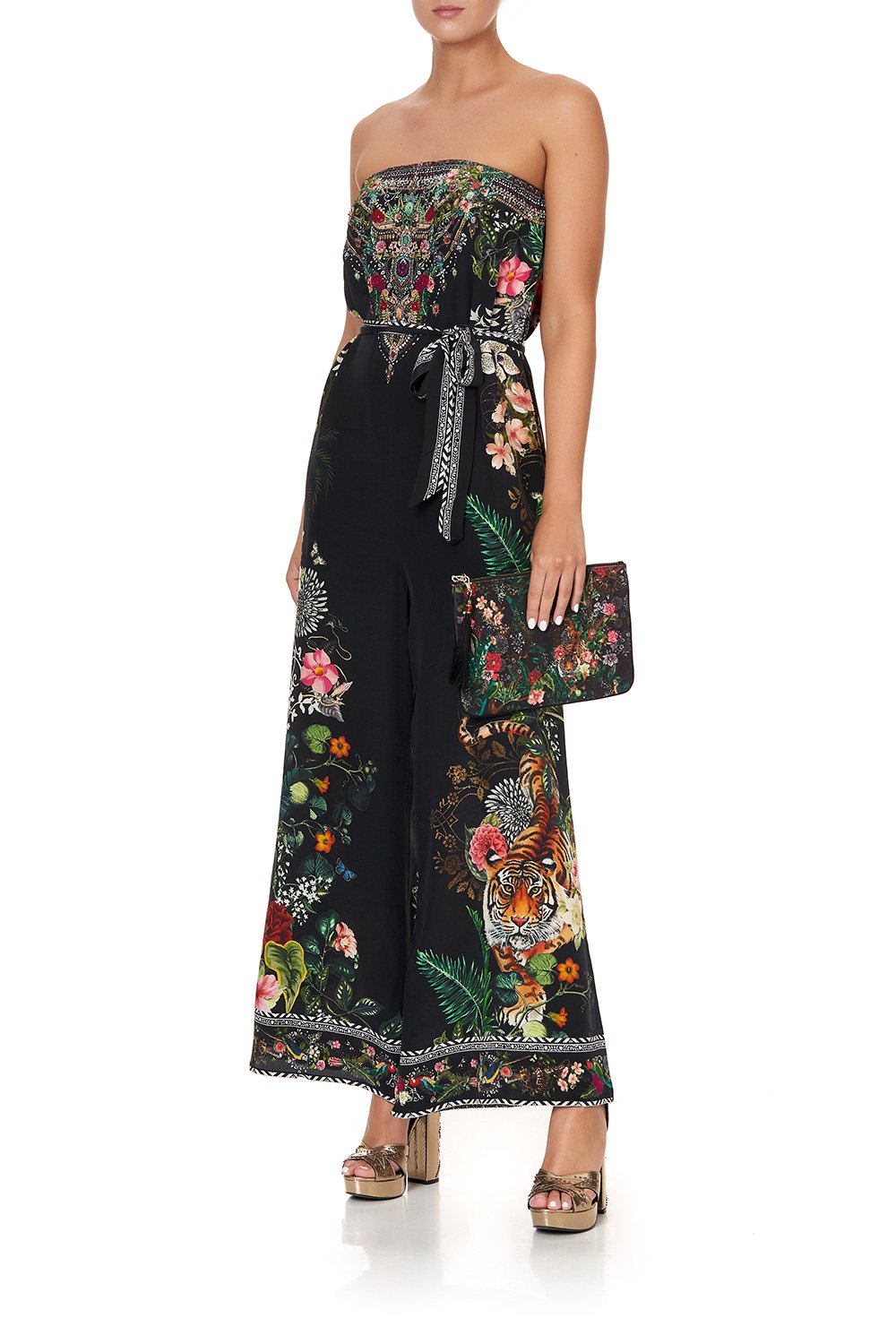 SMALL CANVAS CLUTCH RAISED WITH WOLVES