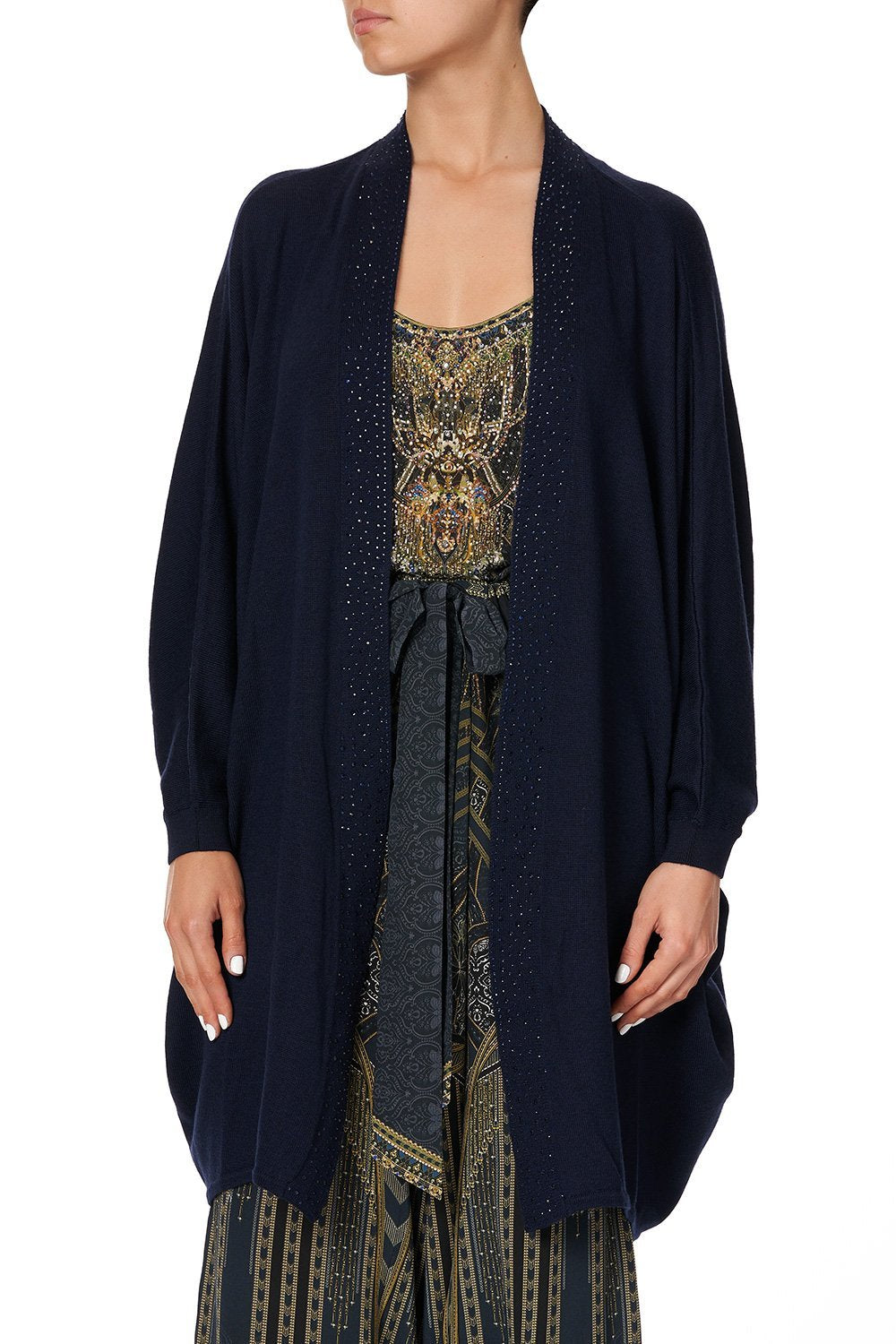 SOFT KNIT PONCHO WITH CRYSTALS GREAT SCOTT