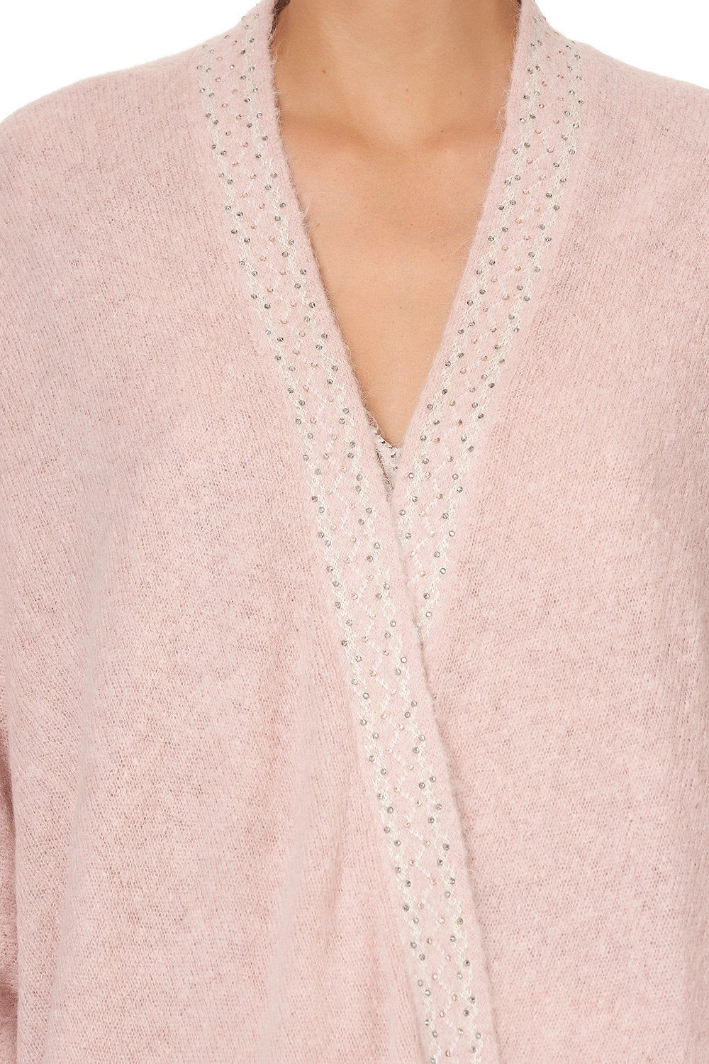 SOFT KNIT PONCHO WITH EMBROIDERY PINK ISTENANYA