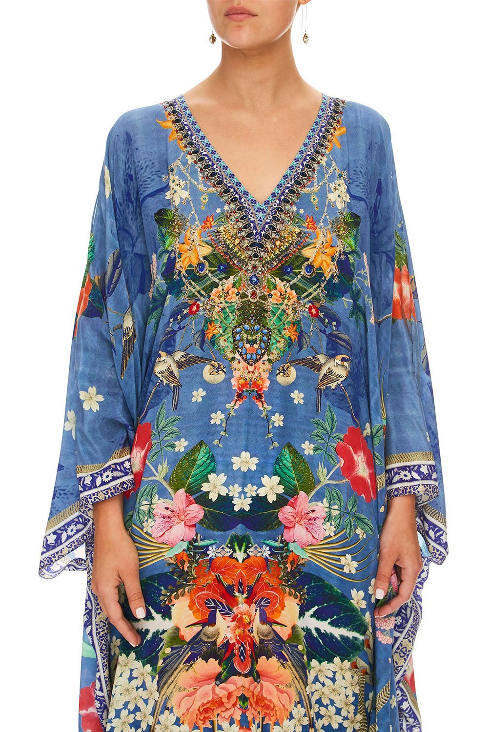 CAMILLA FARAWAY FLORALS SPLIT FRONT AND SLEEVE KAFTAN