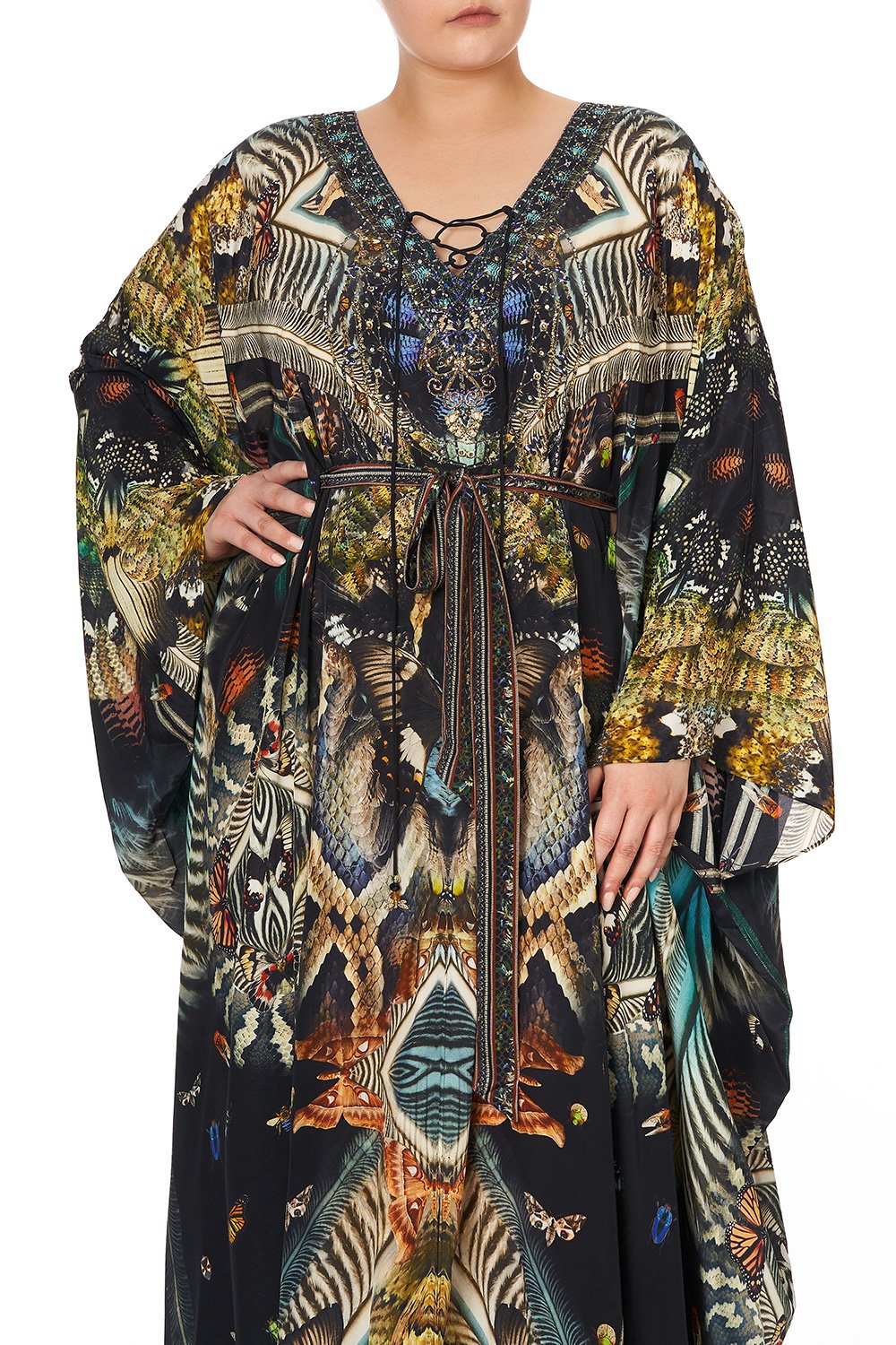 SPLIT HEM LACE UP KAFTAN MATERNAL INSTINCT