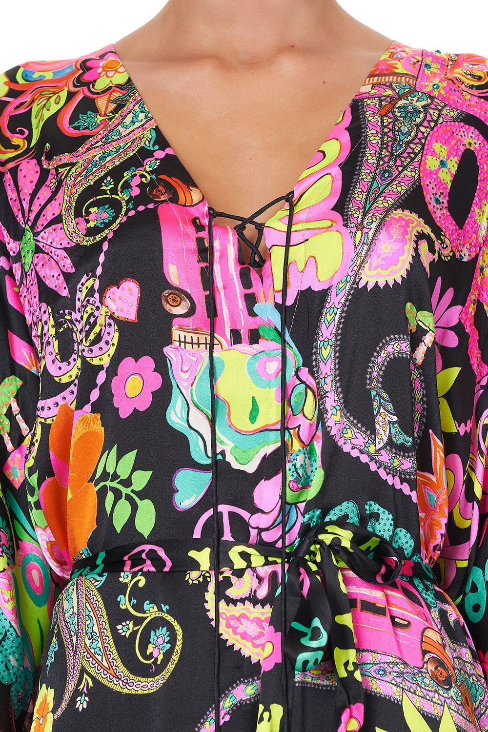 SPLIT HEM LACE UP KAFTAN PEACE LOVE AND HAIR