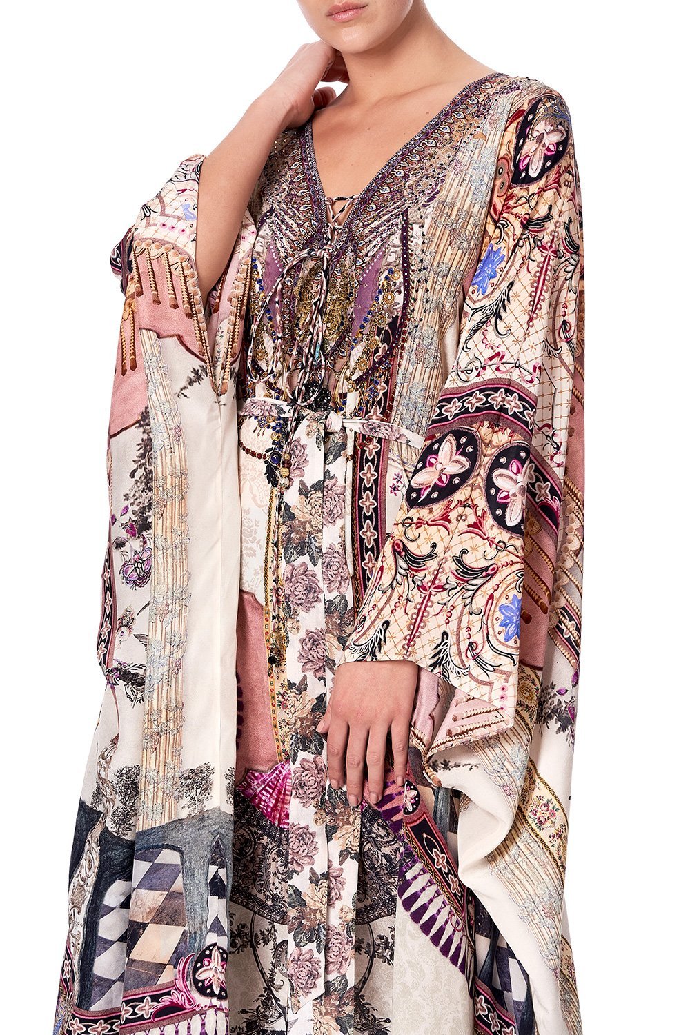 SPLIT HEM LACE UP KAFTAN VIOLET CITY