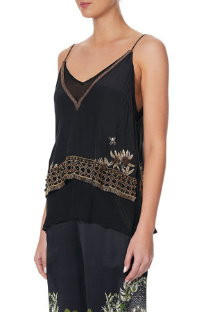 STRAP TOP WITH SHEER UNDERLAY BOTANICAL CHRONICLES