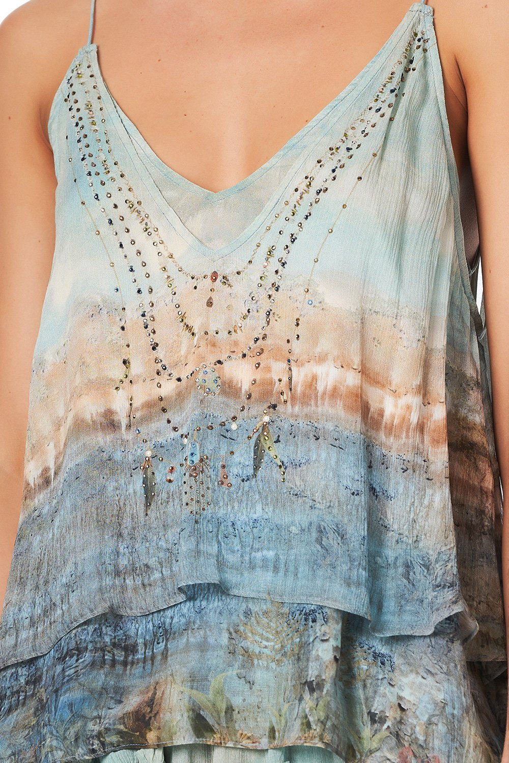 STRAP TOP WITH SHEER UNDERLAY COUNTRY DIARIES