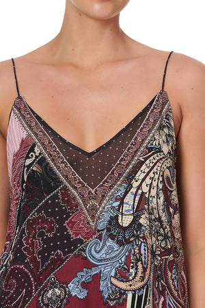STRAP TOP WITH SHEER UNDERLAY TALE OF THE FIRE BIRD