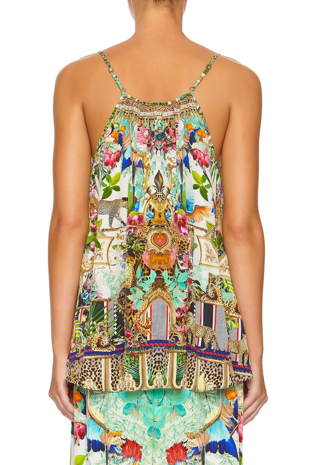 CAMILLA STRAP TOP WITH TIE FRONT DETAIL CHAMPAGNE COAST