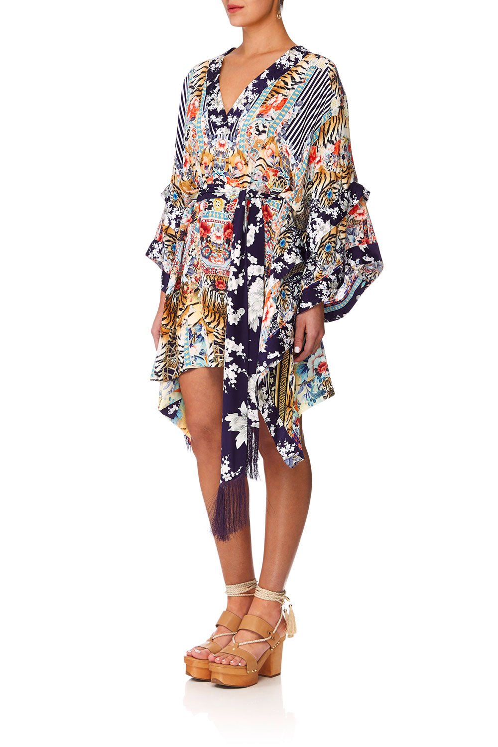 CAMILLA THE LONELY WILD DOUBLE LAYER KIMONO SLEEVE DRESS