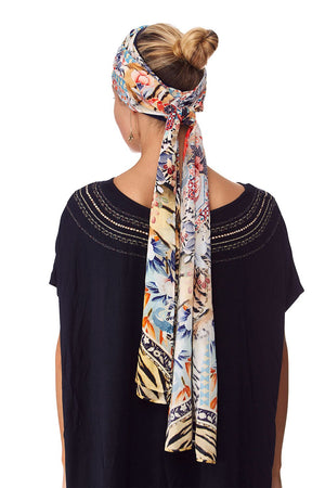 CAMILLA THE LONELY WILD KNITTED HEAD BAND W SILK SCARF