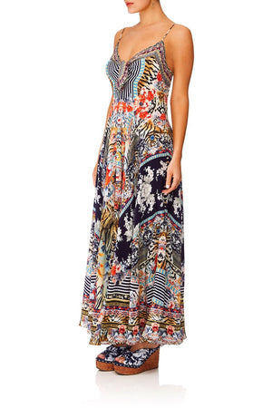 CAMILLA THE LONELY WILD LONG DRESS W TIE FRONT