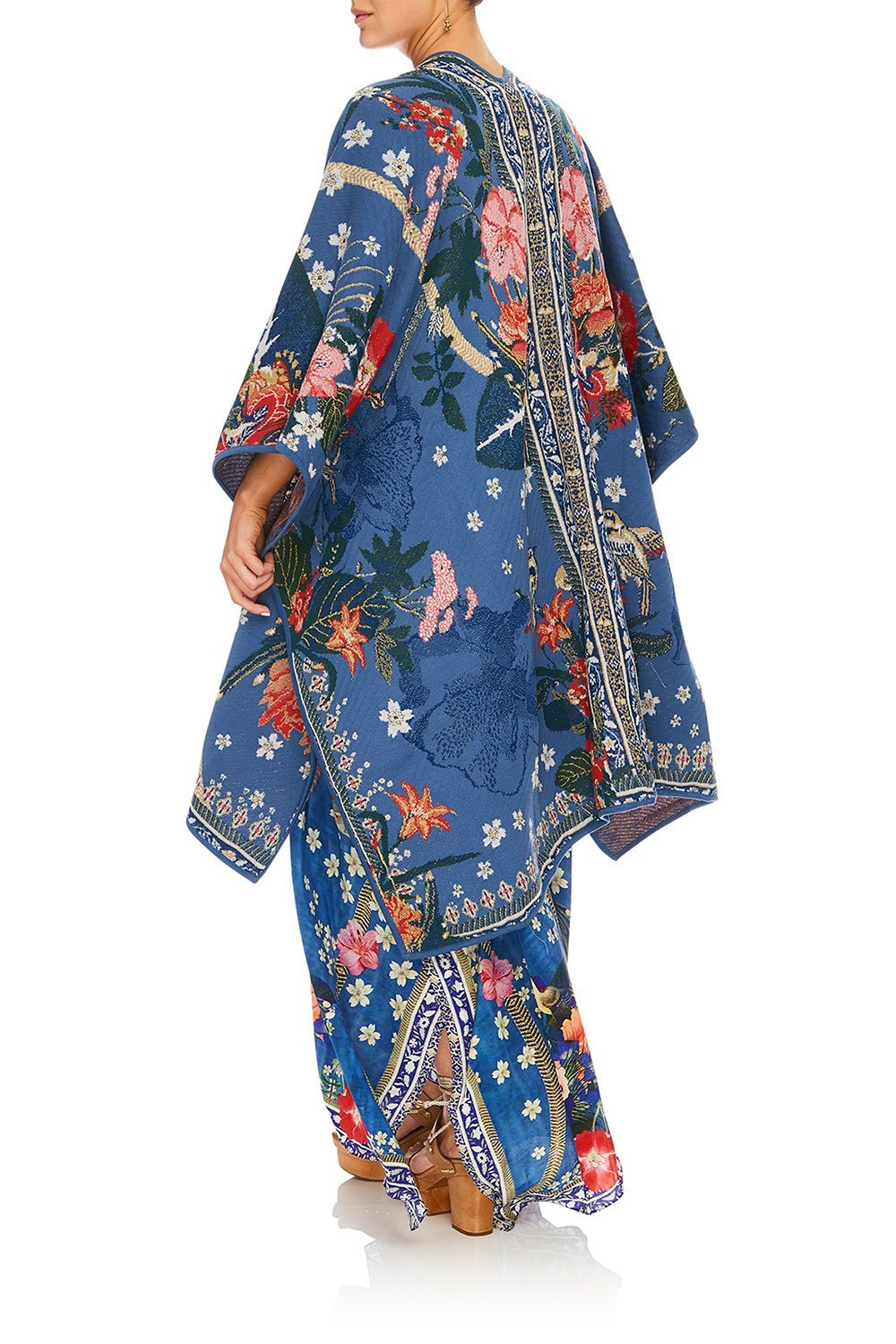 CAMILLA FARAWAY FLORALS THROW OVER PONCHO