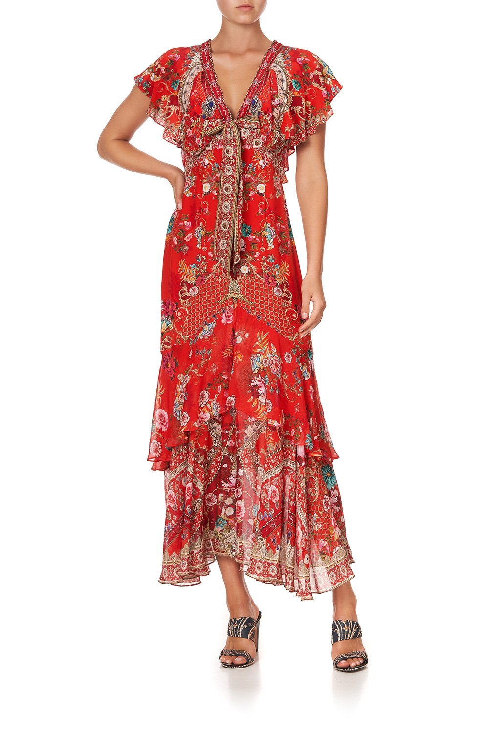 TIE FRONT MAXI WITH CENTRE FRONT SPLIT CAMEOS CAN CAN