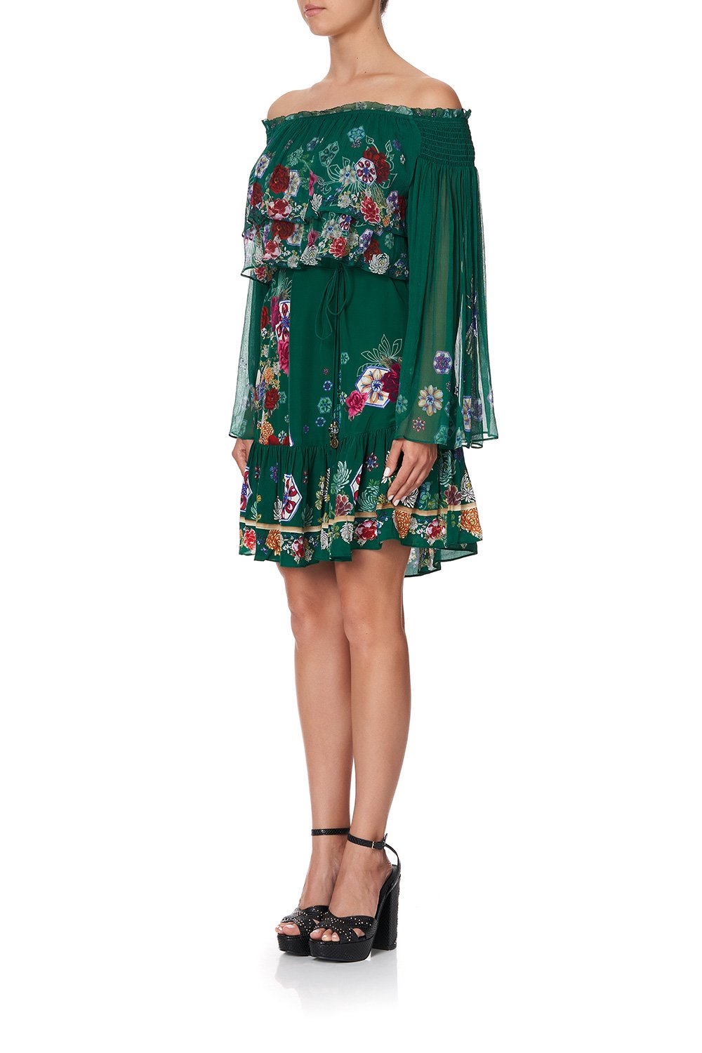 TIERED RUFFLE DRESS EMERALD'S ORBIT