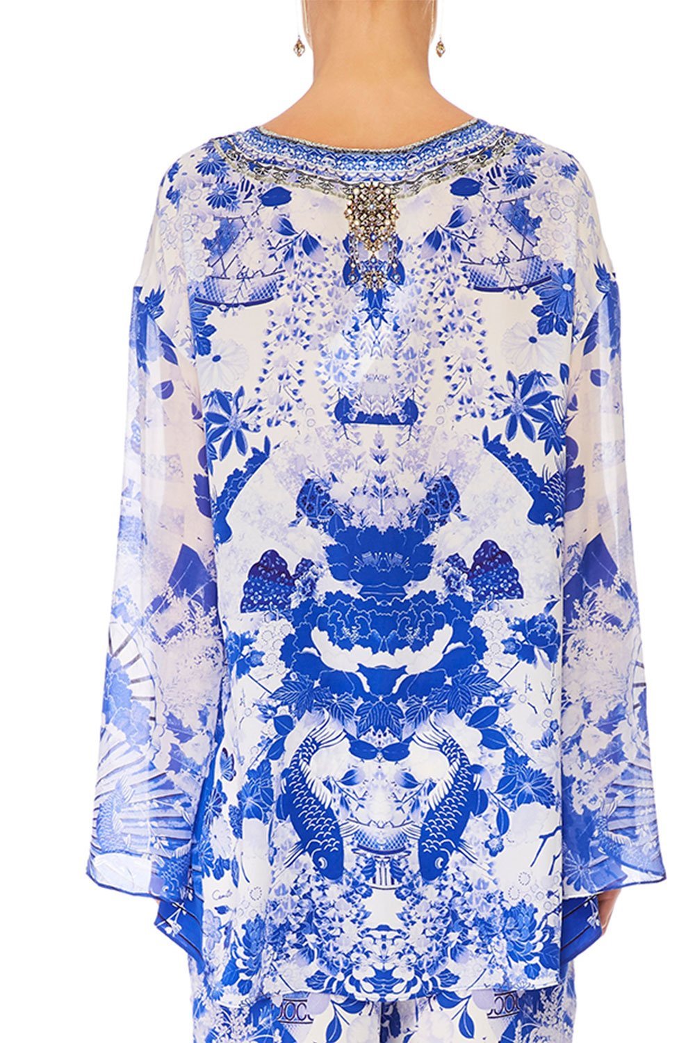 CAMILLA V-NECK A-LINE BLOUSE THE FAN SEA