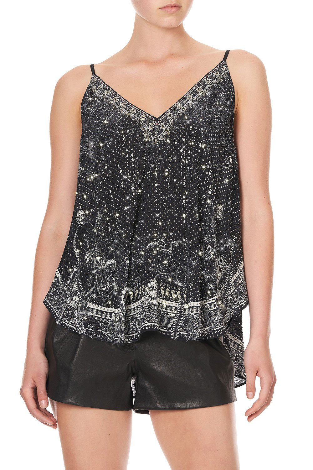 V NECK CAMI MIDNIGHT PEARL