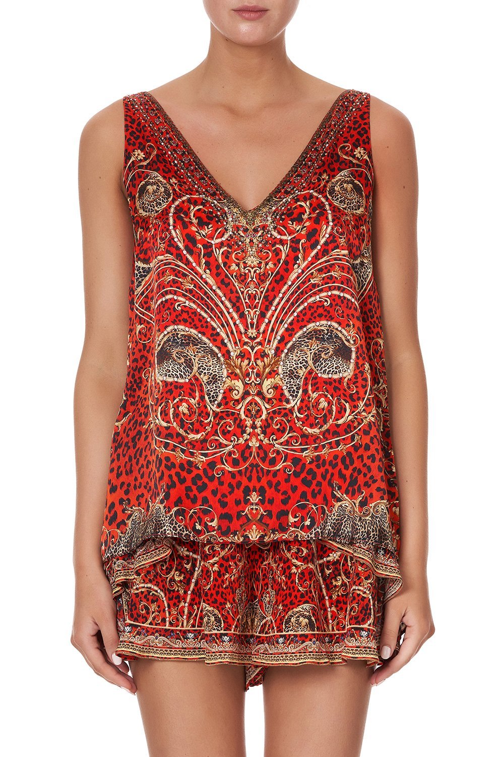 V NECK CURVED HEM CAMI SLAVE TO THE RHYTHM