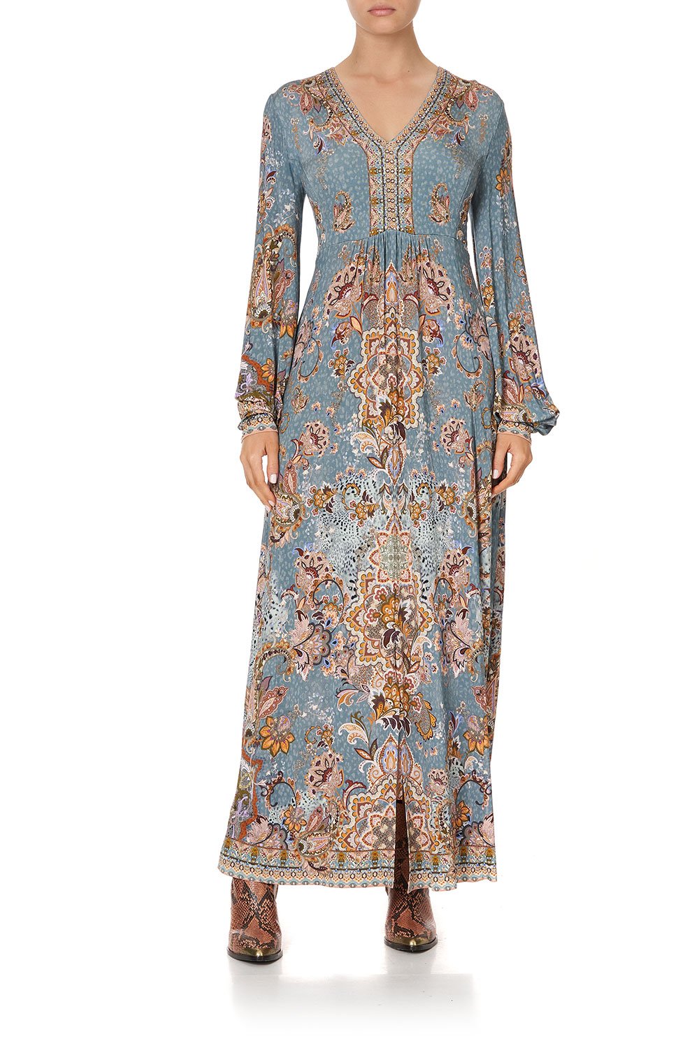 V NECK JERSEY DRESS WITH TUCK DETAIL LE PALAIS DU ZAHIR