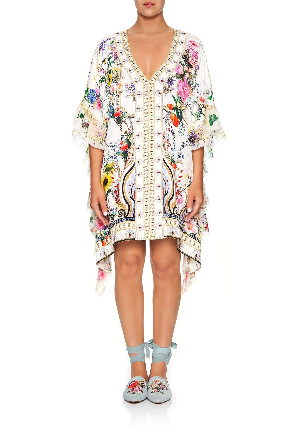 CAMILLA V-NECK KAFTAN WITH RUFFLE SLEEVE BOHEME