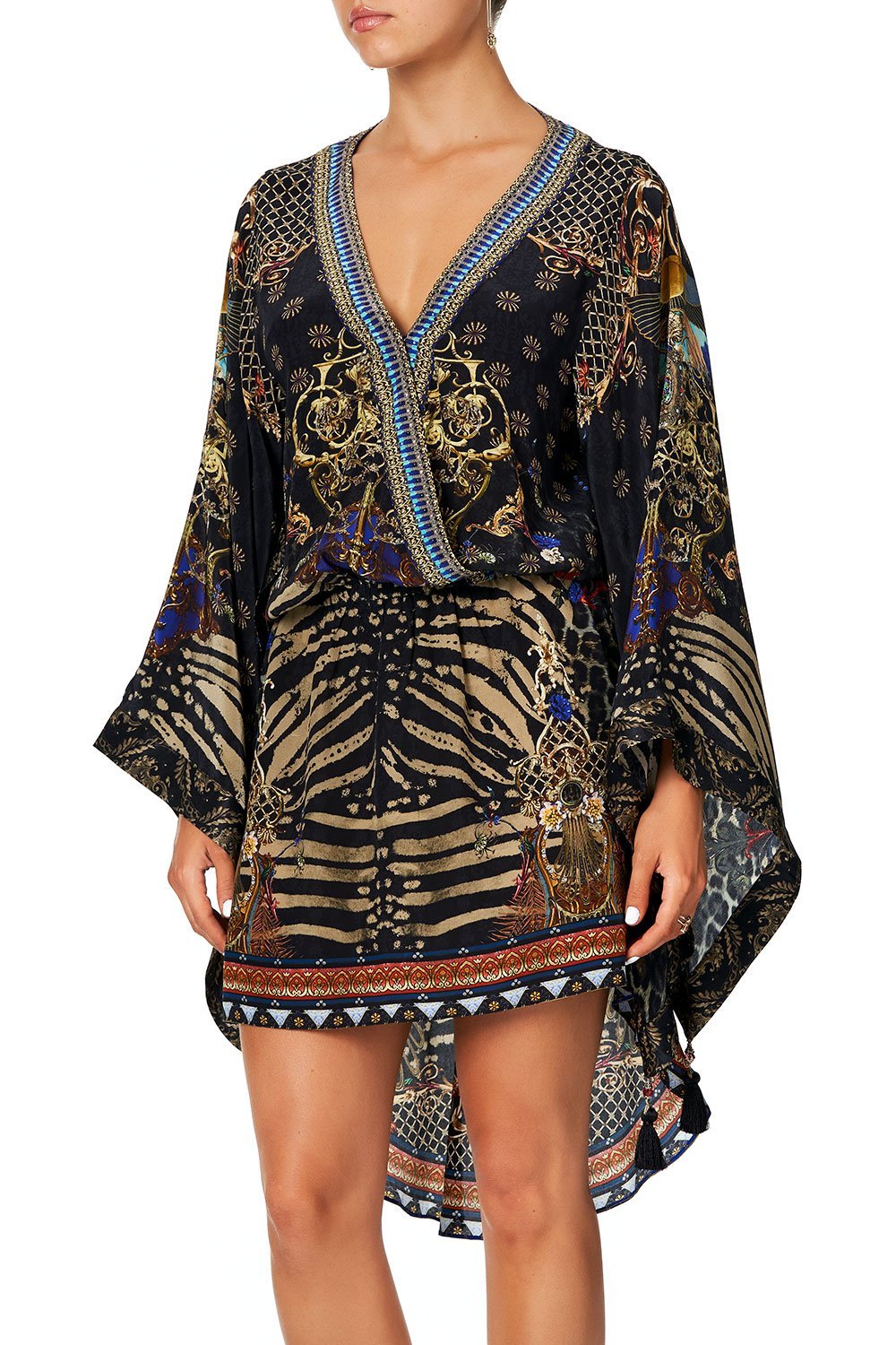 CAMILLA V NECK KIMONO DRESS WITH TIE THE NIGHT WE MET