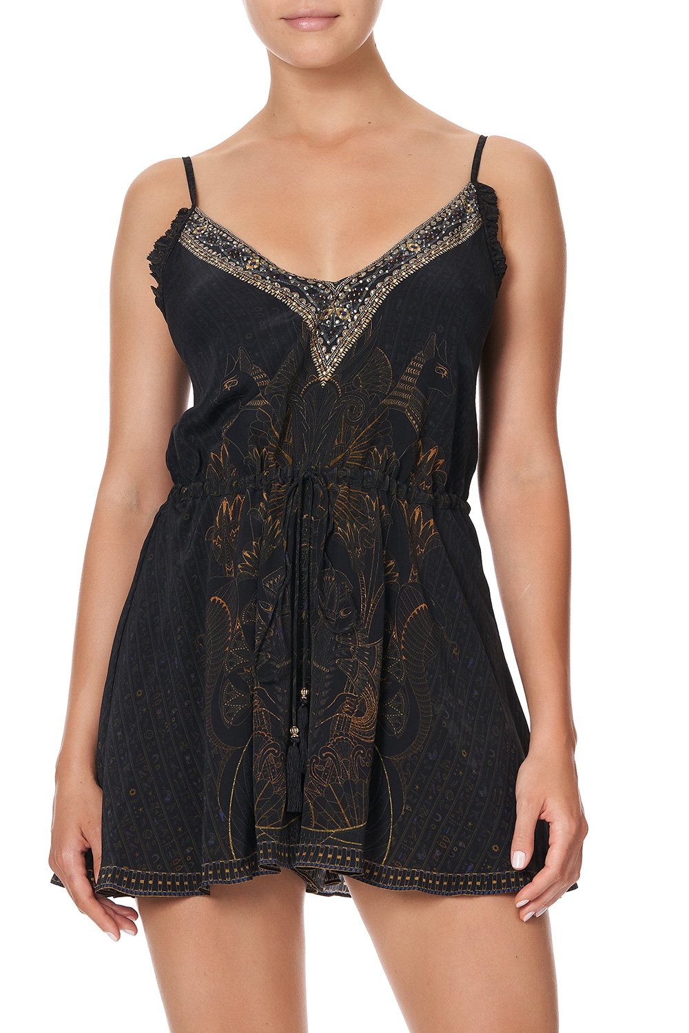 V NECK SHOESTRING STRAP PLAYSUIT COBRA KING