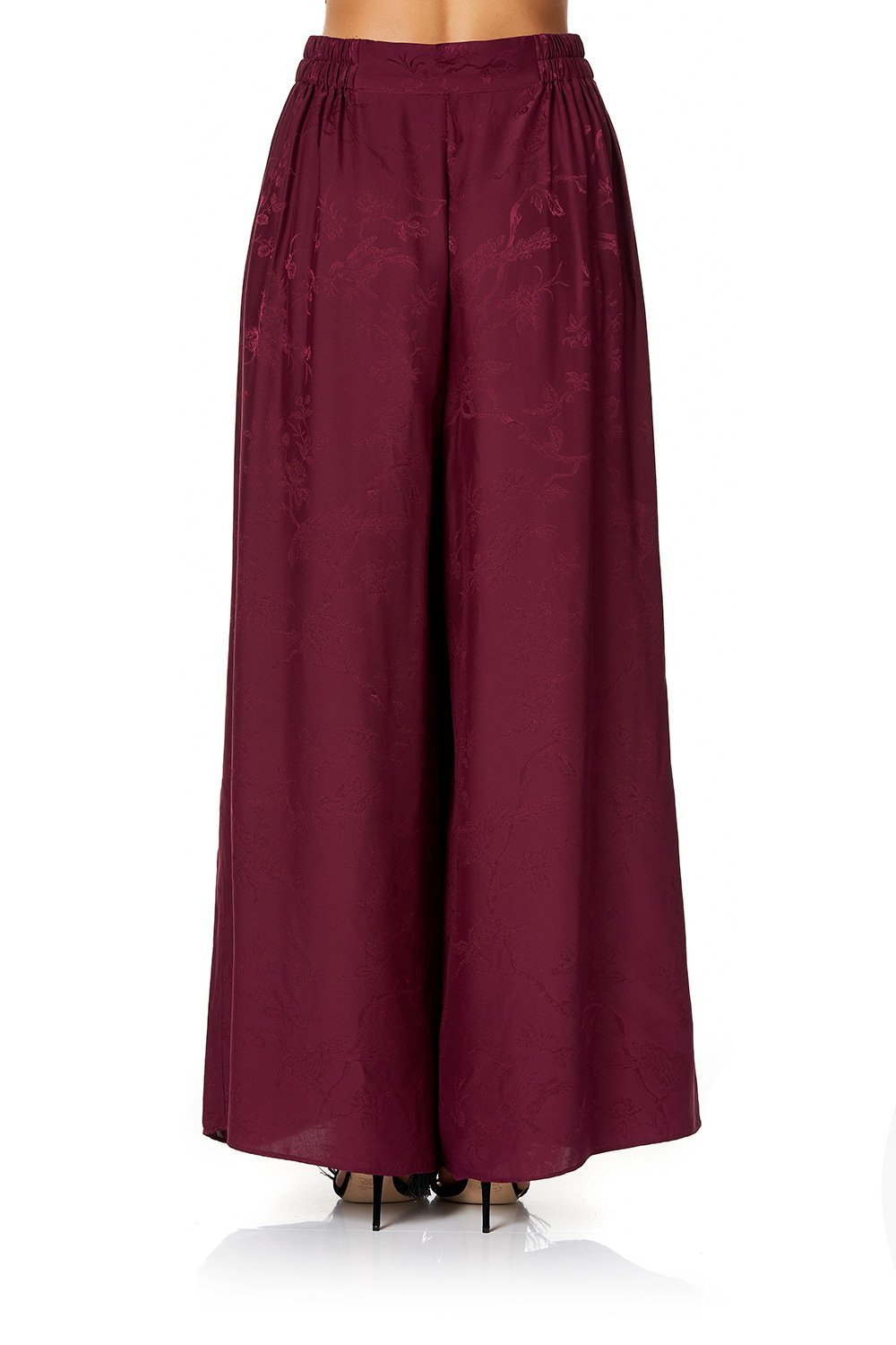 WIDE LEG PANT WITH GATHERED POCKETS BURGUNDY