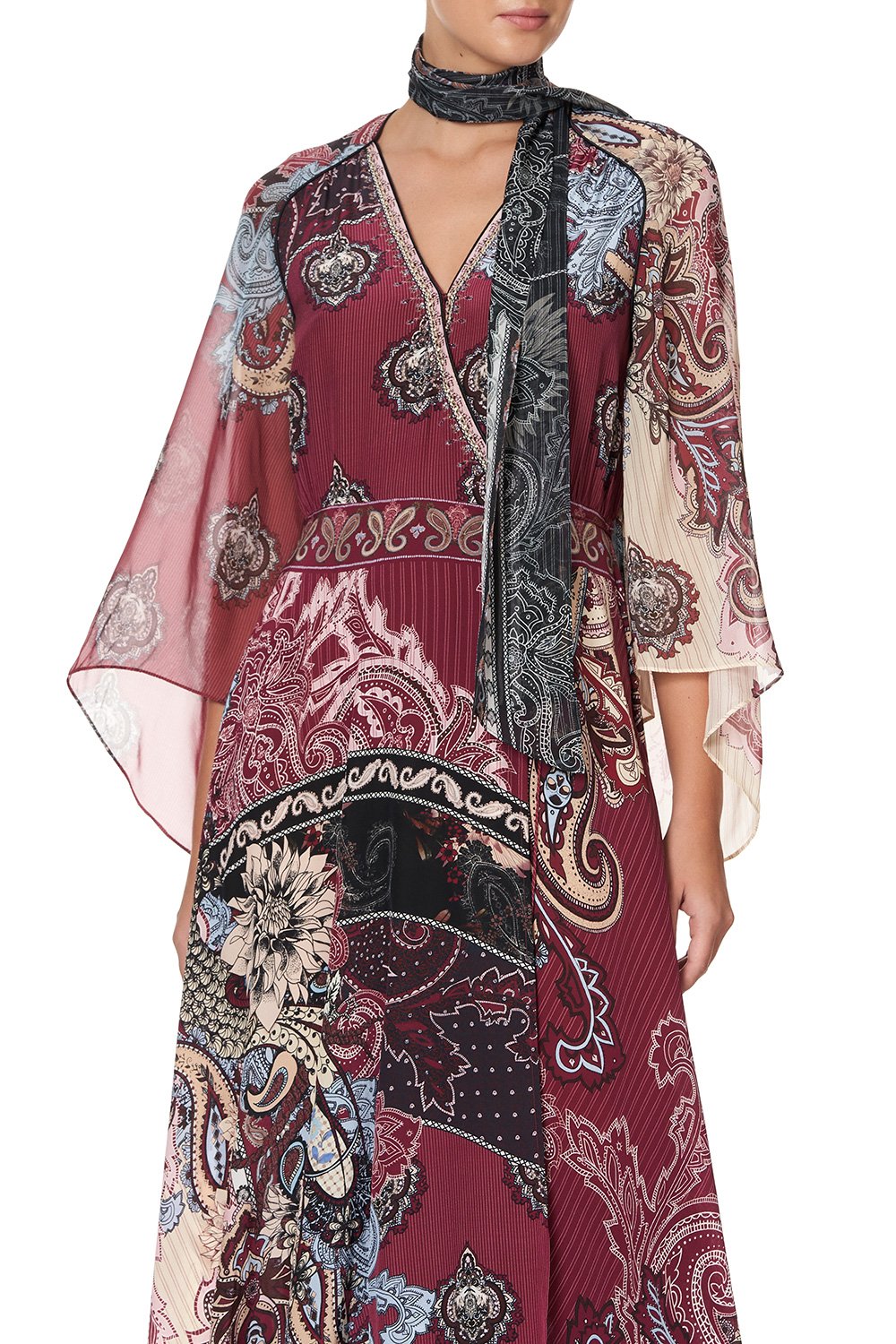 WRAP DRESS WITH NECK TIE TALE OF THE FIRE BIRD
