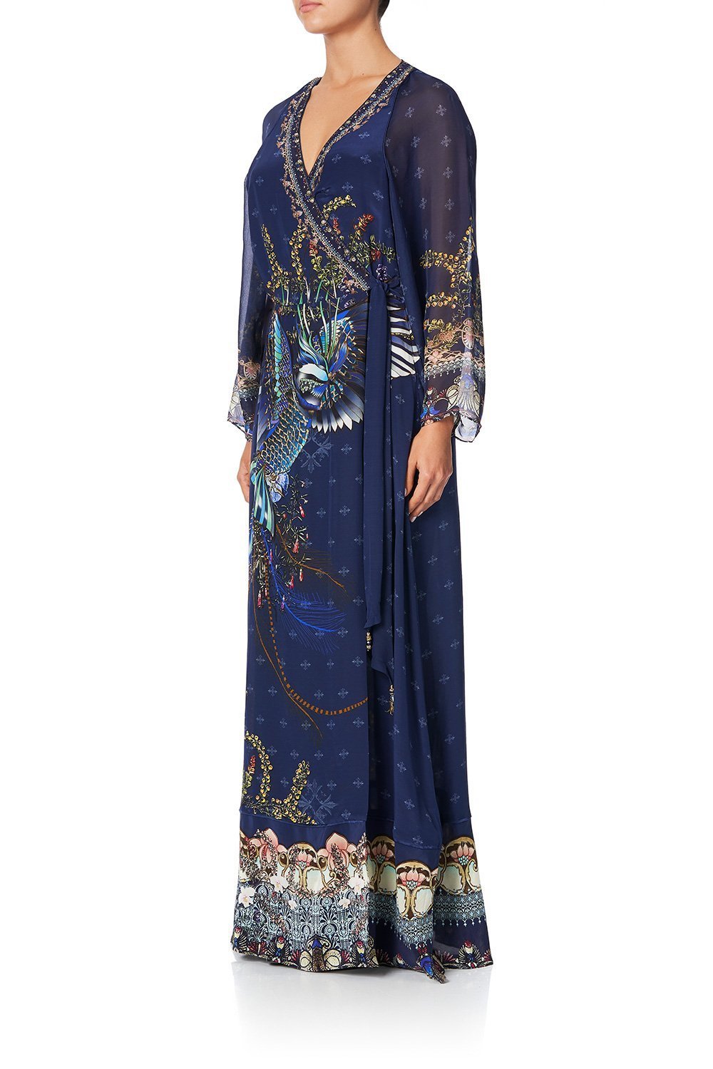 WRAP DRESS WITH PIPING DETAIL SOUTHERN TWILIGHT