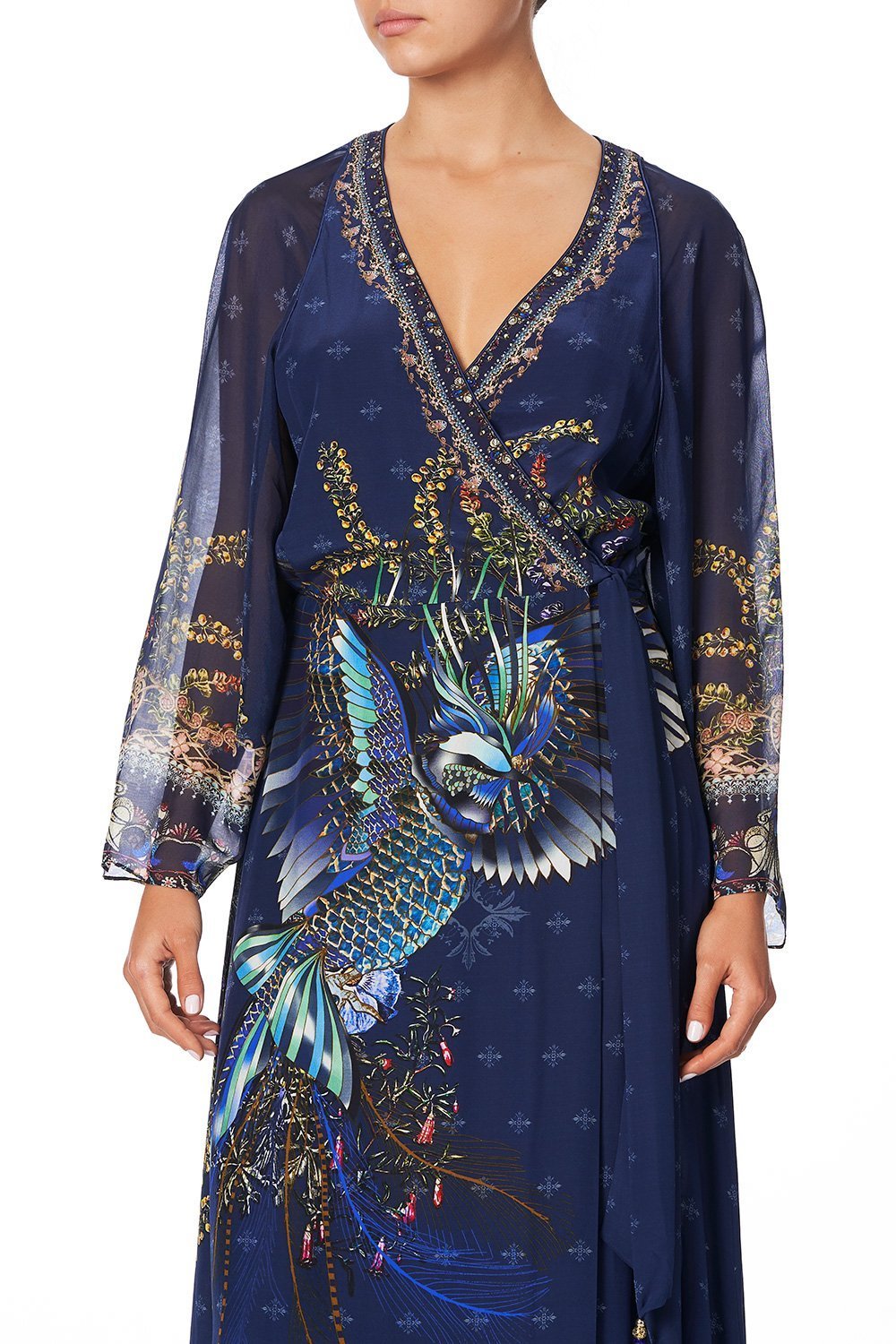 WRAP DRESS WITH PIPING DETAIL SOUTHERN TWILIGHT