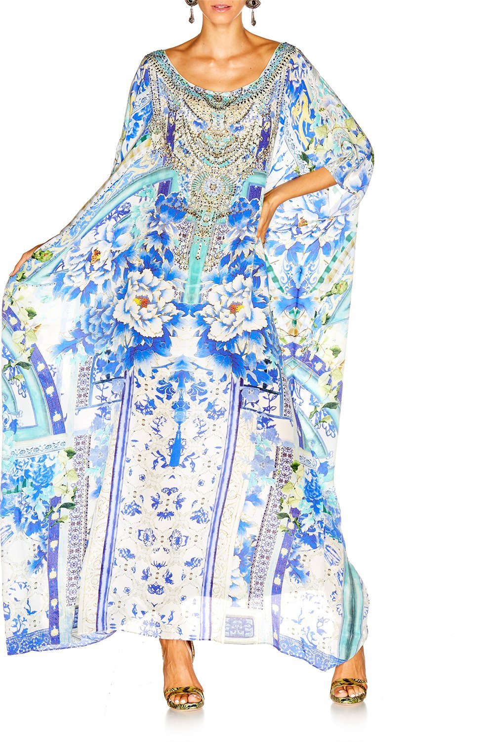 PORCELAIN PARADISE ROUND NECK KAFTAN