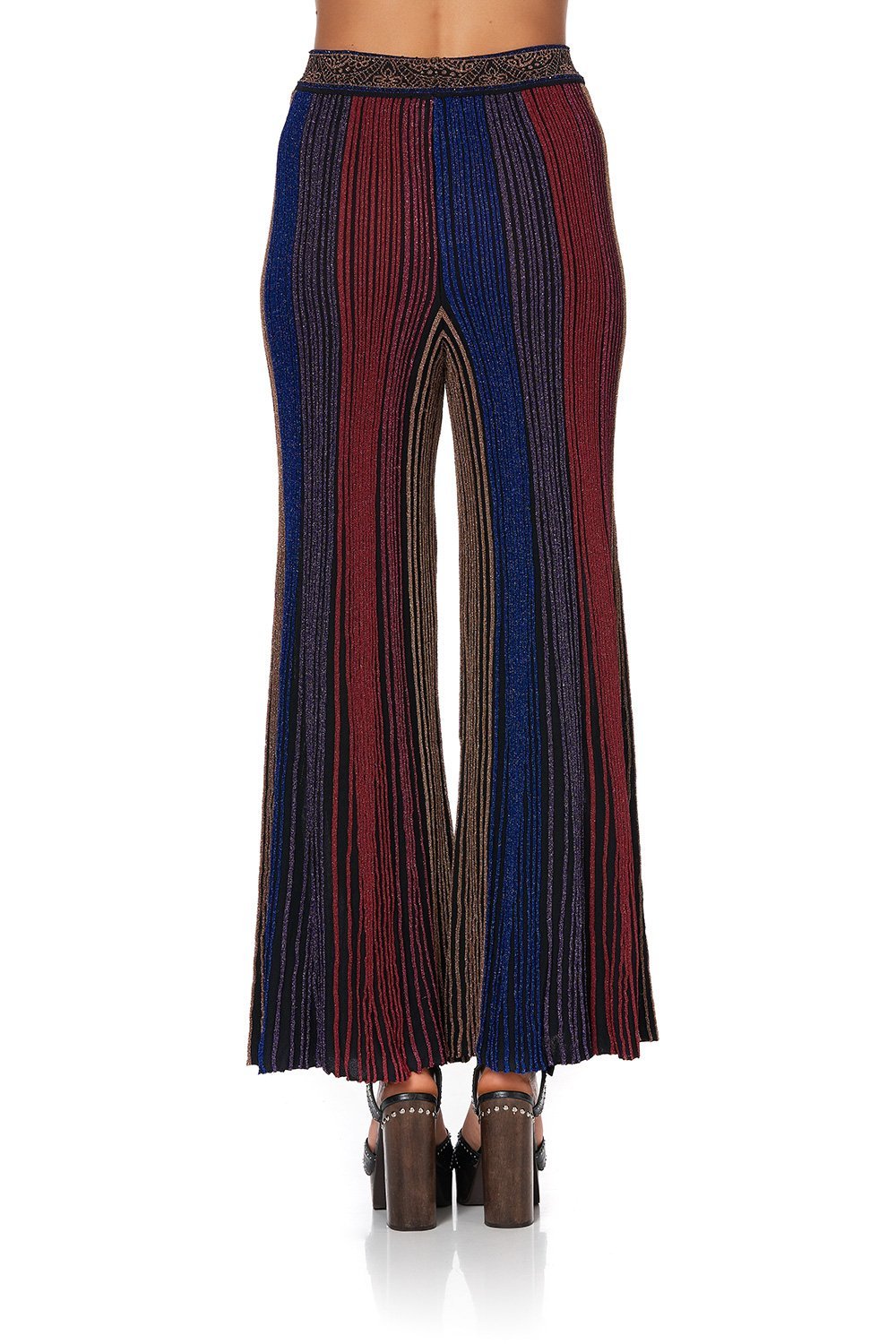 FLARED METALLIC KNIT PANTS FOLK RIVER
