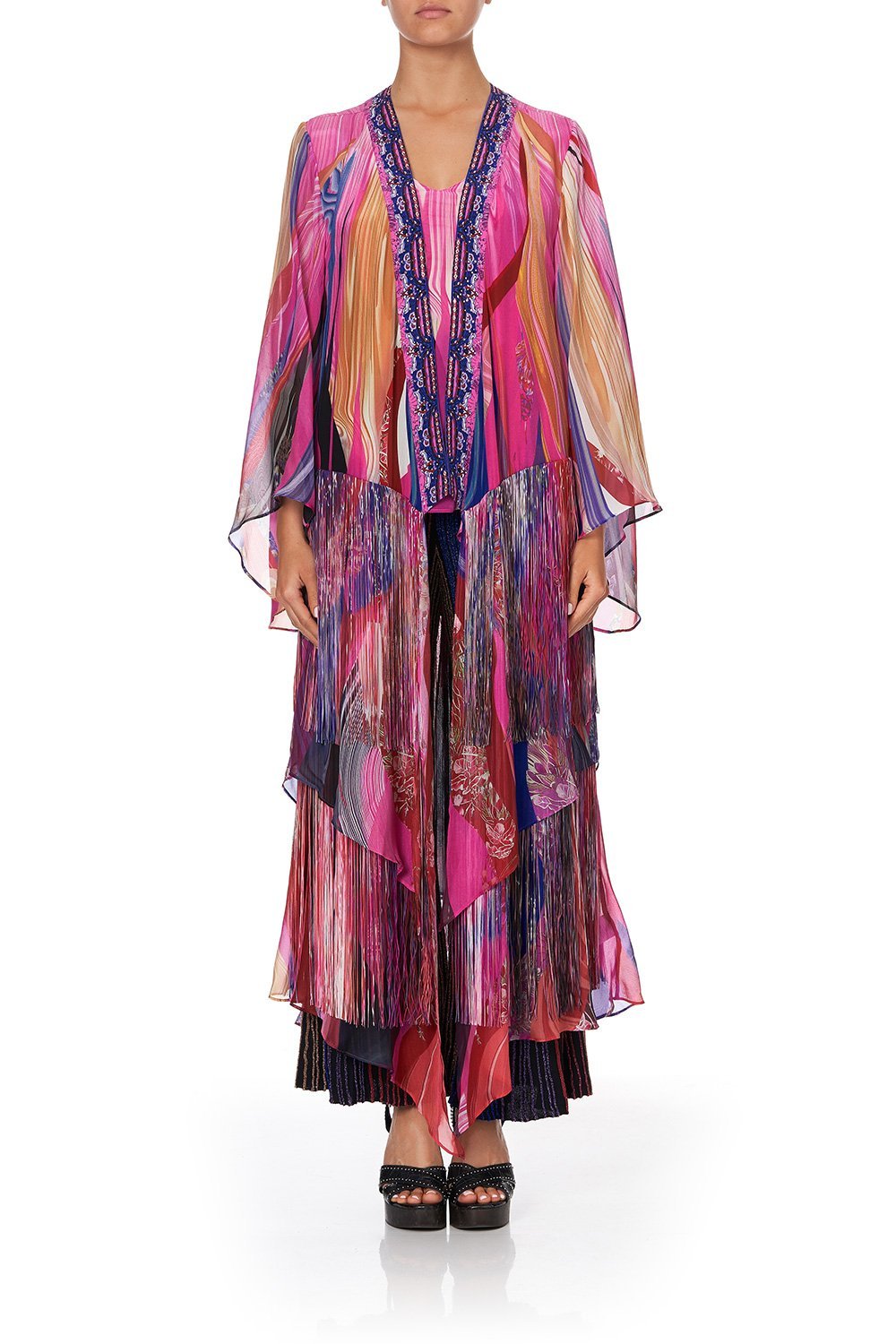 ROBE WITH DOUBLE LAYERED HEM FOLK RIVER