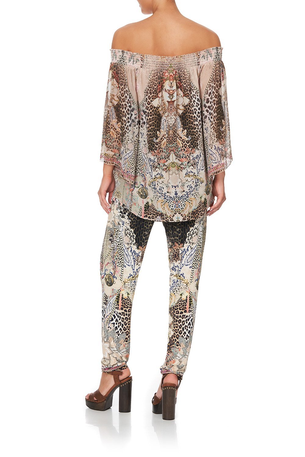 OFF SHOULDER SHIRRED BLOUSE FOREVER FOREVER